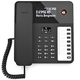 Gigaset Desk 600 - Schnurgebundenes Telefon mit 7 doppelbelegbare Direktwahltasten - Großes LCD-Display - 5 Wege Navigationstaste- Freisprechfunktion - MFV- oder Impulswahl, schwarz [Deutsche Version]