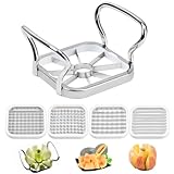 Ksvaye Pommesschneider Edelstahl Apfelschneider 5 in 1 Kartoffelschneider Gemüseschneider Multifunktionaler Obstschneider Pommes Frites Schneider Werkzeug für Heimwerker die Küche (Silber)