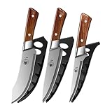 xiaotianlai Metzgermesser Set, Profi Kochmesser, Superscharfes Filetiermesser & Hackmesser & Schälmesser Set, Fleischschneiden aus Edelstahl mit Schutzhüllen für Zuhause und draußen (4)