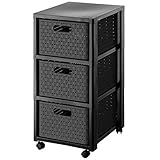Rotho Country Rollcontainer mit 3 Schubladen in Rattan-Optik, Kunststoff (PP) BPA-frei, anthrazit, 3 x A4/18l (37.5 x 32.5 x 71.2 cm), Nicht zutreffend
