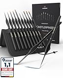 LIEBERGE Premium Detail Pinselset Acrylfarben – 10 extra feine Pinsel für höchste Präzision – Acryl Pinsel, Aquarellpinsel, Modellbau (10)