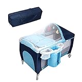 LIFEZEAL 3 in 1 Faltbares Babybett, 120 x 60 cm Reisebett mit Matratze & Wickeltisch, Babyreisebett mit luftige Seitenwände Seiteneingang, Baby Bett inkl. Tragetasche für Baby ab Geburt bis 15 kg