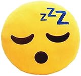 JABALUX 40cm Emojis Kissen Meeresschlaf ZZZ Lächeln Kissen Emoticon Gesicht Schlafen ZZZ Großes Dekokissen Plüsch Emoticon Smiley Face Farbe Gelb