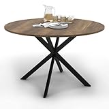 IDMarket Esstisch, rund, Alix, Tablett Hawkins, 4-6 Personen, Spinnenfuß, dunkles Holz und Schwarz, 110 cm