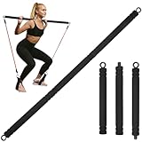 Topfinder Widerstandsbänder Stange, Tragbare Pilates Bar Trainingsstange Resistance Bands Bar für Fitnessbänder Krafttraining Yoga Fitnessgeräte für Zuhause (Schwarz)