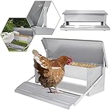 ACXIN Automatische Hähnchen Feeder für 5 kg Futter Futterautomat Hühner Rattensicher Hühnerfutterautomat Geflügelfuttertrog mit Selbstöffnend Pedal und Wasserfest Deckel