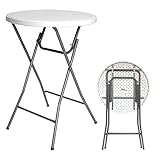 TRUTZHOLM ® Stehtisch klappbar weiß Ø 80cm / Höhe ca.110 cm | Partytisch Bistrotisch Klapptisch Biertisch klappbar