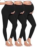 ACTINPUT 3er Pack Umstandsleggings Damen Blickdicht High Waist Umstandshose Elastisch Schwangerschaftsleggings Umstandsmode Schwarz Leggings for Schwangerschaft(Schwarz,M)