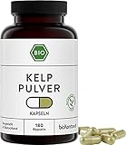 Kelp Kapseln BIO | 180 Stück vegane Kelppulver Kapseln | 600 mg je 2-Tagedosis | ohne Zusätze | in Deutschland hergestellt | bioKontor