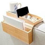 Foldable Bamboo Tray, Bamboo Couch Arm Tray, Foldable Bamboo Couch Arm Table Tray, Detachable Anti-Slip Couch Arm Cup Holder, for Cup,Snacks (13.3 * 4.5 * 0.4in)
