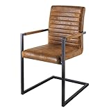 Invicta Interior riess-Ambiente Freischwinger Stuhl LOFT Vintage braun mit Armlehne Schwingerstuhl Esszimmer Stuhl Esstischstuhl Microfaserstuhl