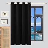LIUWEIE Blackout Curtain, Ösenvorhang 220 x 180 cm 1 Stück (B X H), Kälteschutz Blickdicht, Polyester Wohnzimmer Gardinen mit Ösen für Schlafzimmer Wohnzimmer, Schwarz