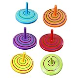NUOBESTY 6 Stück Tops Top Standard Für Gefälligkeiten Spielzeug Mehrfarbig Geschenk Kindergarten Kinder Kreisel Bunt Rotierend Kinder Handgefertigt Bemalt Pädagogisch Zufällige