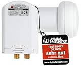 RED OPTICUM LTP 04H Twin LNB I Hitze- & kältebeständiger Digital-LNB 2-fach mit nur 0.1dB Rauschmaß und ausziehbarem Wetterschutz I Full HD - 3D - UHD - 4K Ready I Sat-LNB für 2 Teilnehmer weiß