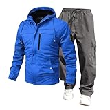 Jogginganzug Herren Set, Oversized Kapuzenpullover Atmungsaktiv Hausanzug Freizeitanzug Mit Elastischem Stylisches Warm Tracksuit Trainingsanzug Baumwolle 2-Teilig Langarm Jacke Lange Hose