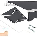 Dripex Markise 250 x 200 cm Manuelle Gelenkarmmarkise Wasserdicht und Sonnenschutz, Terrassenmarkise Größen wählbar, Sonnenmarkise für Terrasse Balkon, Dunkelgrau, Montage erforderlich