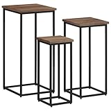 Indoor Outdoor wetterfest Blumenständer Pflanzenständer Pflanzenstand Satztisch Pflanztisch mit Metallgestell Deko Tisch Kratzfest Blumenhocker 3er Set, Grau