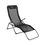 greemotion Gartenliege anthrazit, Bäderliege witterungsbeständig, Campingliege zusammenklappbar, schnelltrocknende Strandliege aus Stahl mit Textilenebespannung, Maße: ca. 193 x 63 x 100 cm