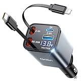 Gritin 4 in 1 Zigarettenanzünder USB C 69W Auto Ladegerät Adapter Kfz 12V, Camping Wohnmobil Auto Zubehör, Travel Essentials mit Spannungsanzeige, Car Accessoires für iPhone 16 Pro Max Plus & Galaxy