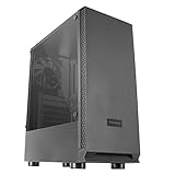 Mars Gaming MCN2, ATX Gaming PC Gehäuse, Volles Seitenfenster, Frontgitter, Doppelkammer Design, 12cm Lüfter Hinten, Schwarz