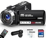 Delmodes Videokamera 4K 30FPS Camcorder 80MP 18X Digitalzoom IR Nachtsicht Vlogging Kamera, 3,0 Zoll IPS-Bildschirm YouTube Camera mit 32GB SD-Karte, Mikrofon, Fernbedienung und 2 Batterien