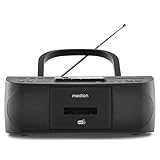 MEDION DRX-1 Plus Boombox (tragbares DAB+ UKW Radio, Bluetooth, CD-Player, MP3, Kassette, Kopfhöreranschluss, Stereo Sound System, AUX, Netz & Batterie) schwarz