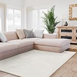 Interiyou Hochflorteppich Fargo - 120x170 cm Creme - Flauschiger Fellteppich aus Kunstfell - waschbar und rutschfest - weicher Langflor Fell