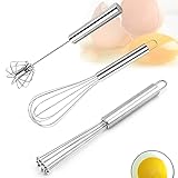 Schneebesen Klein MIni,Automatischer,Kleiner HandSchneebesen Edelstahl,Schneebesen Set,Rührbesen für Küche,Mischen, Rühren Von Teig,3 Stück,10 Zoll,12 Zoll