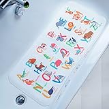 BOPPIE Badewannenmatte Duschmatten – Cartoon rutschfeste Badezimmermatte für Badewanne, rutschfeste Duschmatten für Boden, maschinenwaschbar, 90 x 40 cm (Alphabet)