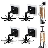 Kochbesteck Halter 4 Stück Ohne Bohren Küchenutensilienhalter mit 6 Haken 360 ° Drehung Self-Adhesive Multifunctional Wall Hook for Home Garden Kitchen Utensils