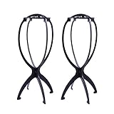 2 Stück Perückenständer aus Kunststoff 36,7 cm Faltbarer Perückenständer Perücken Anzeige Tool (schwarz)