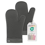 Bellphany Premium Silikon Ofenhandschuhe Paar - Design Topfhandschuhe zum Kochen & Backen, Backofenhandschuhe hitzebeständig bis 250°C, Anthrazit
