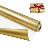 43 cm x 12 m Goldmetallic-Geschenkpapierrolle, einfarbiges, mattes Geschenkpapier, perfekt für Geburtstage, Hochzeiten, Babypartys, Partys, Geschenkdekorationen für Feste