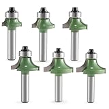 Trvoxviq 6 Stück Abrundfräser 8mm Schaft,Radiusschneider Set mit Kugellager,Runde Über Fräser Bits Oberfräsen Bits, Fräskopf für Fräser, Rundschneider für Tischlerei Fasen Holzbearbeitung Trimmen
