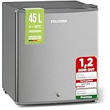 Stillstern Mini Kühlschrank E 45L mit Abtauautomatik, Schloss, Frostfach, Leise, Ideal für Küche, Büro, Schlafzimmer, Hotels und kleine Wohnungen Kühlschrank klein Minibar Getränkekühlschrank Silber
