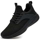 KPP Sportliche Wanderschuhe für Damen – Laufschuhe, Tennisschuhe, Joggen, Workout, leicht, atmungsaktiv, Schlupfschuhe für drinnen und draußen, Fitnessstudio, Reisen, Arbeit, Schwarz, 40.5 EU