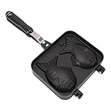 SUPYINI Fischförmige Kuchenform, Taiyaki-Pfannenmacher, Antihaftbeschichtete, Doppelseitige Fischförmige Kuchenform für die Waffelherstellung in der Küche mit Offener Flamme