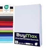 Buymax Topper Spannbettlaken 180x200 cm Spannbetttuch 100% Baumwolle Jersey für Matratzentopper bis 9 cm Matratzenhöhe Bettlaken für Boxspringbett Topper, Weiß