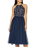 Maya Deluxe Damen Maya Deluxe Damen Embellished Halter Neck Midi Bridesmaid Dress, Navy, 38 EU