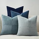 Topfinel Kissenbezug Blau 40x40 4er Set Kissen Aesthetic Sofakissen Couchkissen Dekokissen Zierkissen Windmühlenform Cord Kissenhülle Kissenbezüge für Wohnzimmer Kinderzimmer Garten Farbverlauf