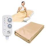 Infrarot SPA Decke 180x220cm, 2 Zonen Fernbedienung, Tragbare Spa zu Hause, Infrarottherapie, Körper Detox Fitness Heißes Schwitzen Anti Aging Beauty Maschine Persönliche Sauna Tasche (beige)