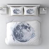 Generisch Bettwäsche - Set 140 x 200 cm Grau Minimalistisch Persönlichkeit Mond Qualitäts - Microfaser - Bettbezug Atmungsaktiv und Langlebig 2er Set Mit 2 Kissenbezüge Anti-Falten und Pflegeleicht