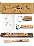 Opa Geschenkset (Flaschenöffner, Zollstock, Bleistift & Schlüsselanhänger) Geschenke für Großväter, Geburtstagsgeschenk für Männer, Opa Geschenke