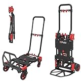 Pallit 2-in-1 Sackkarre klappbar 150 kg Tragkraft Plattformwagen leicht, Robuster Transportwagen für Umzug, Werkstatt & Lager, Stahlrahmen, 360° Reifen Move