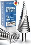 STONE REEF Stufenbohrer Profi aus HSS Stahl - [15 Stufen | Ø 4-32mm] - Kegelbohrer, Schälbohrer, Metall, Lochbohrer, Blechbohrer, Kunststoffbohrer, Lochfräser, Fräsbohrer, Lochschneider