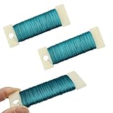 HAHIYO Blumendraht aus Metall, 26 Gauge, blau, 3 Rollen, 115 m, flexibler Paddeldraht, Floristendraht, Gartendraht für Basteln, Weihnachtskranz, Blumenarrangement, Blumenstrauß, Verpackung, Hochzeit,