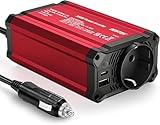 300W Auto Wechselrichter, DC 12 V auf 230 V Auto-Wechselrichter mit AC Steckdosen und 3.4 A Dual-USB-Anschlüssen, Autostecker Adapter Steckdosenkonverter