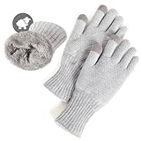 MAGISDU Handschuhe Damen Winter Warm Thermohandschuhe Fleecefutter Merino Wolle Touchscreen Doppelschicht Elastischer Griff Outdoor Handschuhe