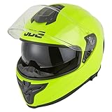 JDC Motorradhelm Full Face - Einziehbares Doppelvisier ECE 22.06 - Sabre - Gelb - XL