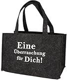 WORTGEFECHTE Filztasche mit lustigen Sprüchen für Kaminholz Einkaufstasche Zeitungskorb Shopper aus Filz faltbar Kaminholztasche Filzkorb (Eine Überraschung)